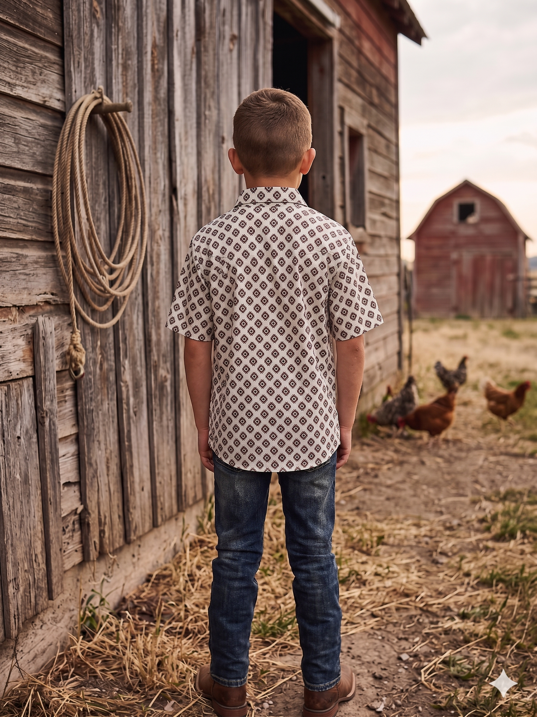 Boys' western polo T-shirts - with snaps Premium Fabric with Stretch