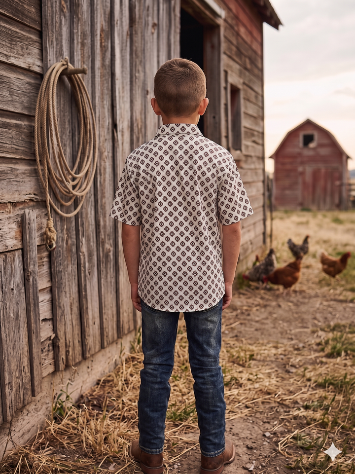 Boys' western polo T-shirts - with snaps Premium Fabric with Stretch