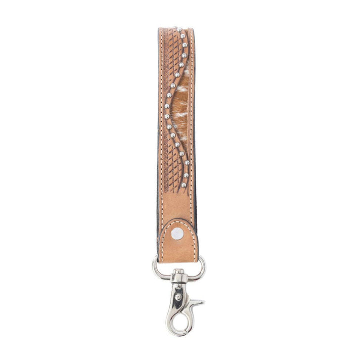 Bronco Wave Handtooled Leather Keyfob in Oakwood Amber: Oakwood Amber