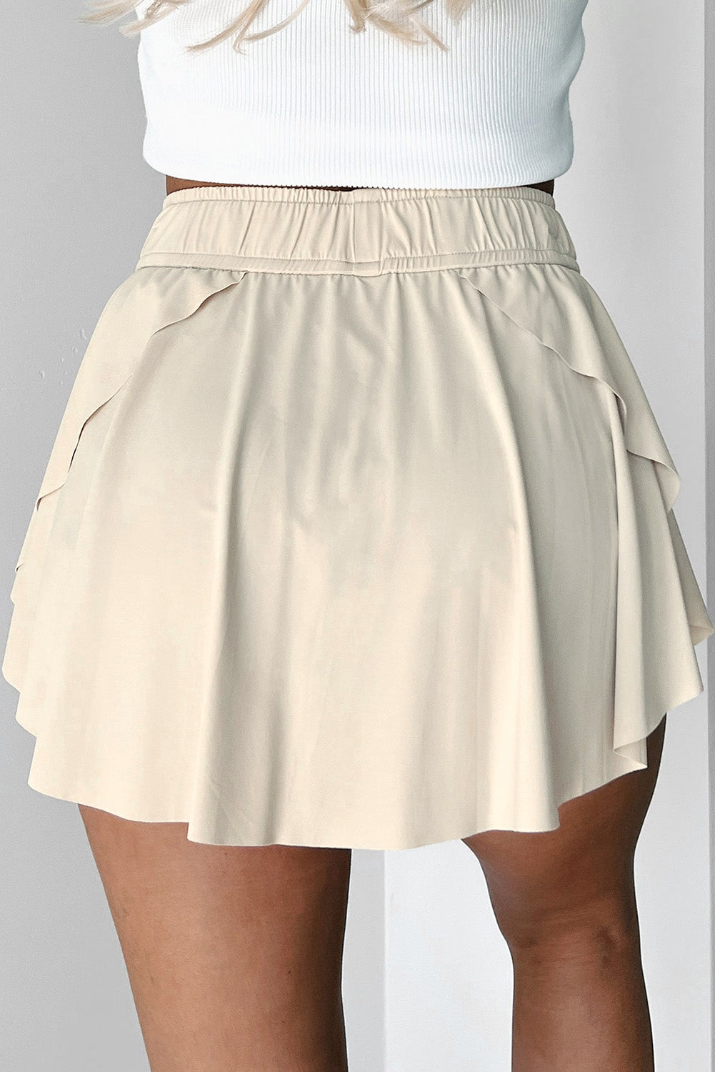 Drawstring Elastic Waistband Lined Tennis Skort