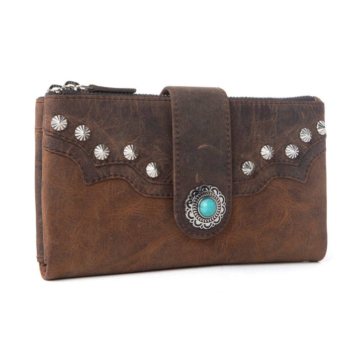 Iron Hill Concho Leather Womens Wallet In Ochre Veil Tan