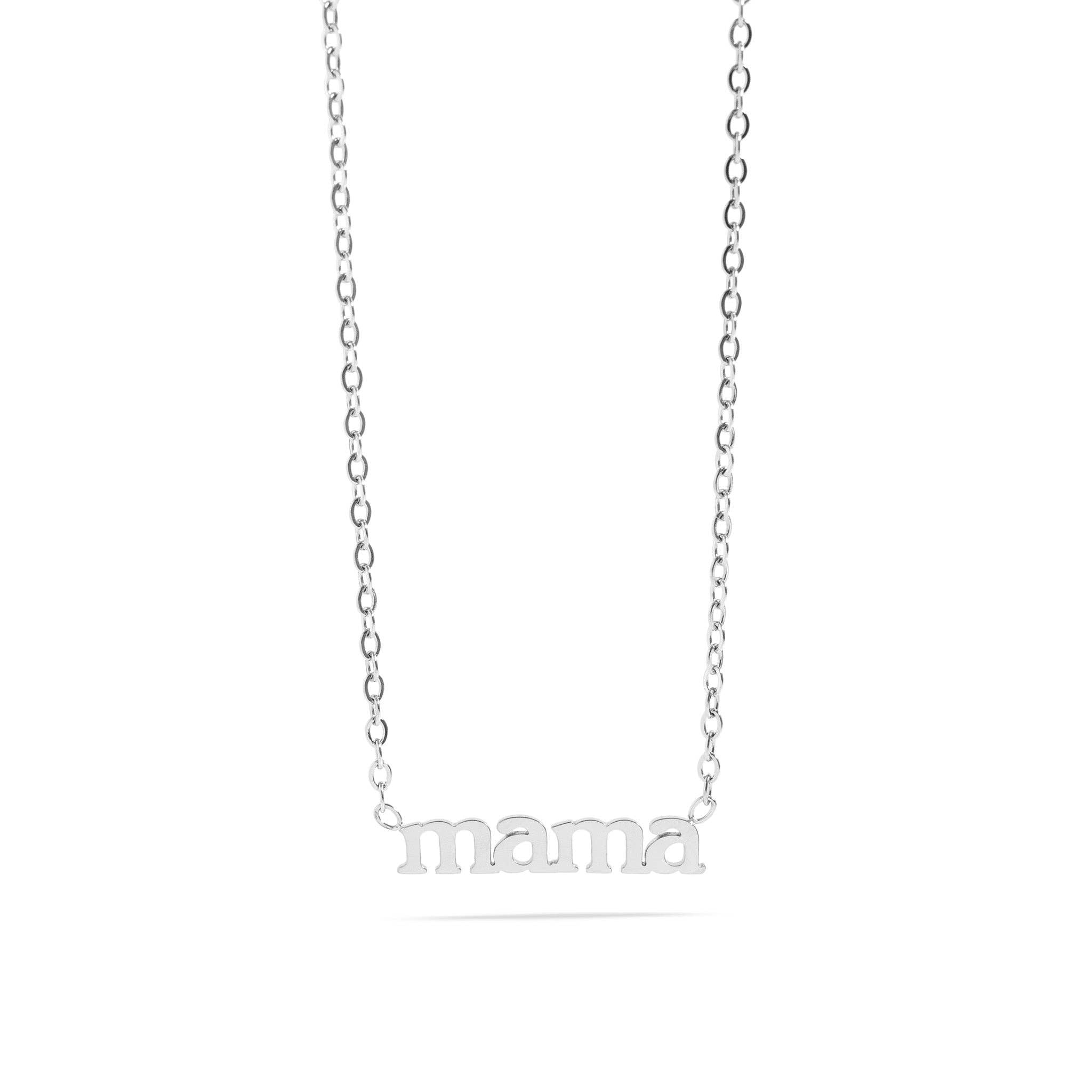 18K Gold PVD Stainless Steel Mama Charm Necklace: Gold