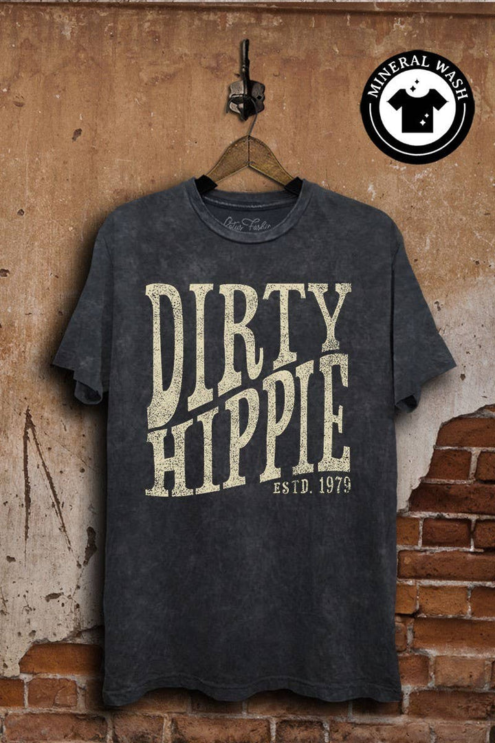 Dirty Hippie Graphic Top: Vintage Black Mineral Wash