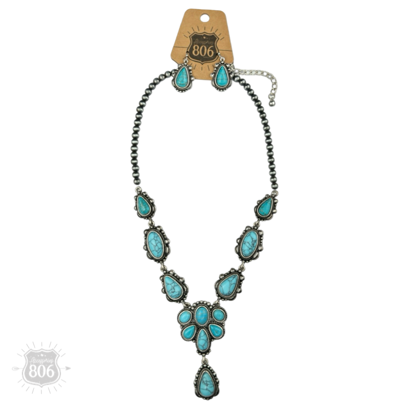 Western stone concho necklace set: Fuchsia
