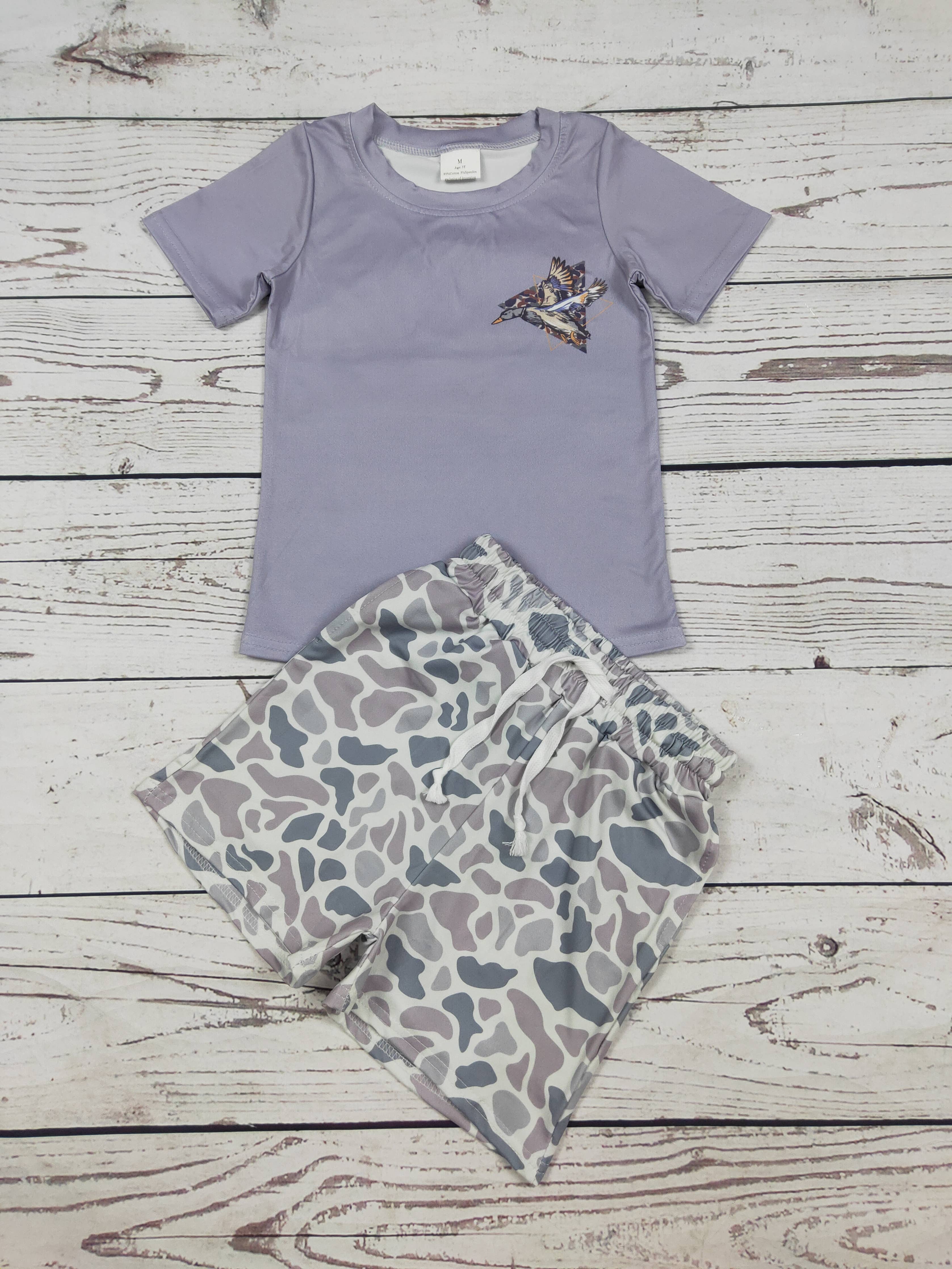 Baby Boy Duck Camouflage Printed Shorts Set