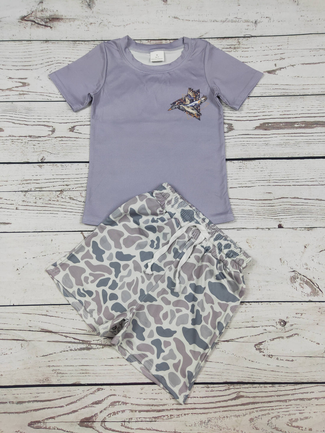 Baby Boy Duck Camouflage Printed Shorts Set