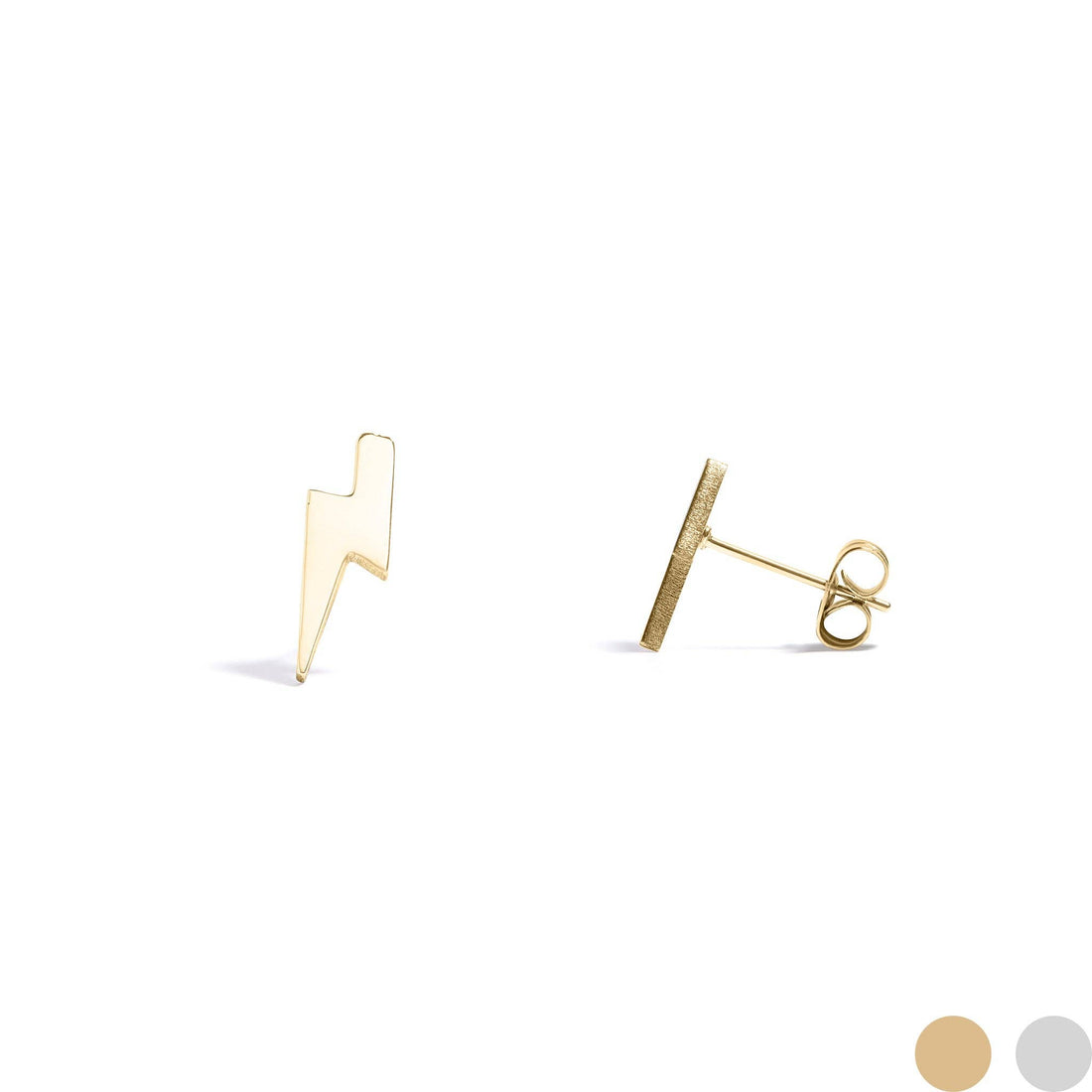 18K Gold PVD Stainless Steel Lightning Bolt Stud Earrings: Gold