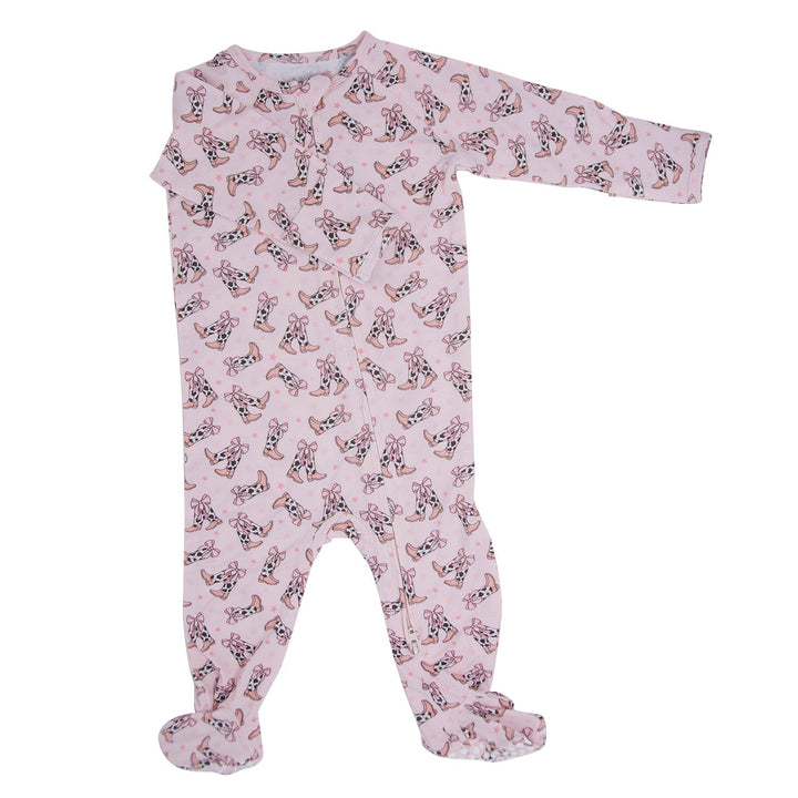 Cowhide Boots Bows Zipper Footie
